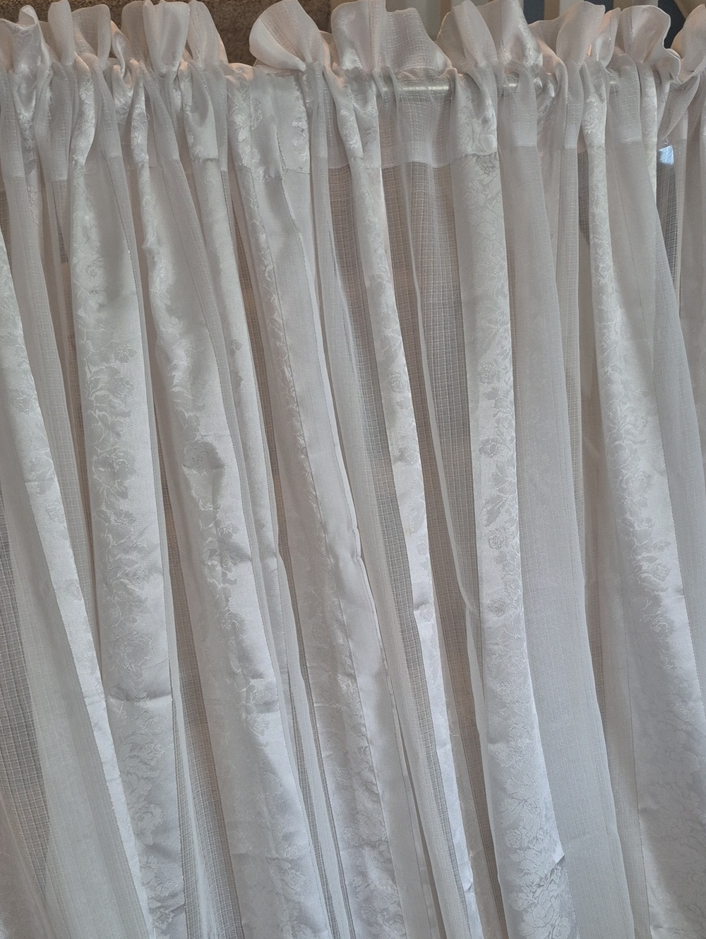 Two White Semi Sheer Rod-Pocket Curtain Panels 54x84 (108x84)
